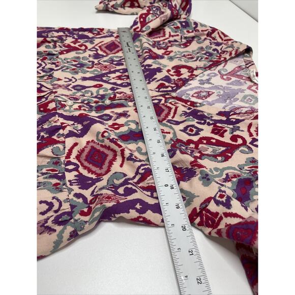 Beach Lunch Lounge Dress Geo Aztec Cottage Tiered Casual Festival Preppy Boho M - Picture 9 of 11